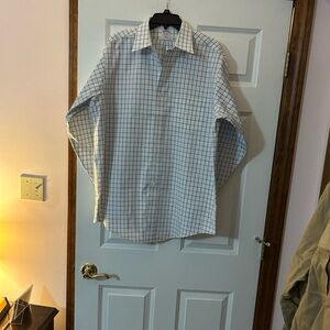 Brooks Brothers White and Blue Grid Dress Shirt. 16 1/2  33